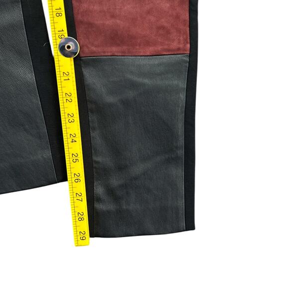 DIANE von FURSTENBERG CECILY Black Colorblocked Suede Panels Modern Pants Size 6 - Picture 8 of 8